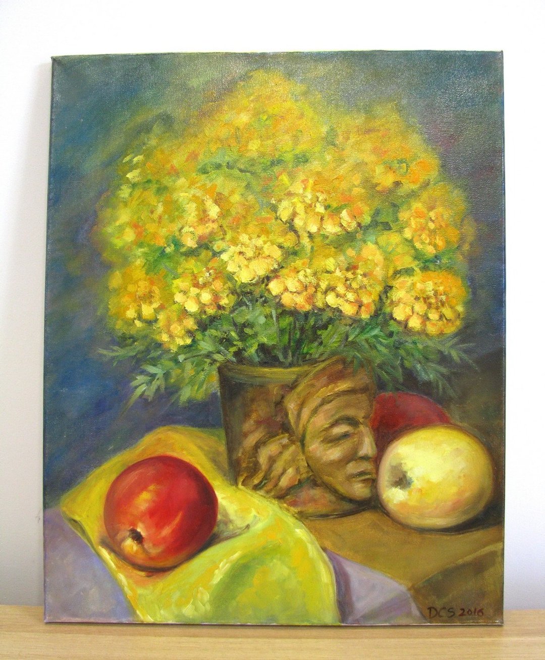 油画静物，古代花瓶里的花朵和苹果家居墙壁装饰 - 墙贴/壁贴 - 其他材质 多色