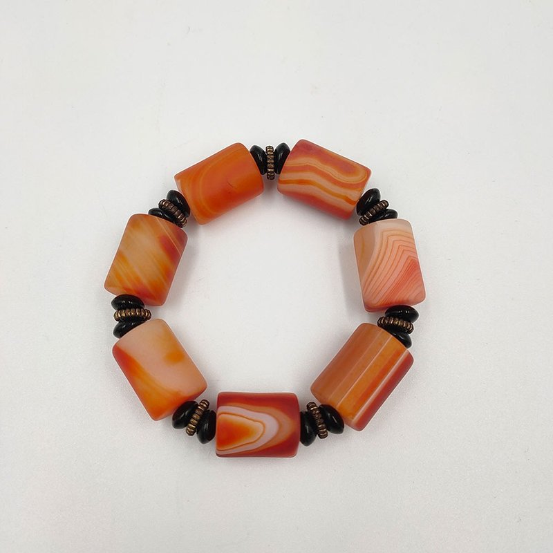 千层玛瑙手环/手珠 纹路清晰 首饰 饰品 手环 - 手链/手环 - 其他材质 橘色