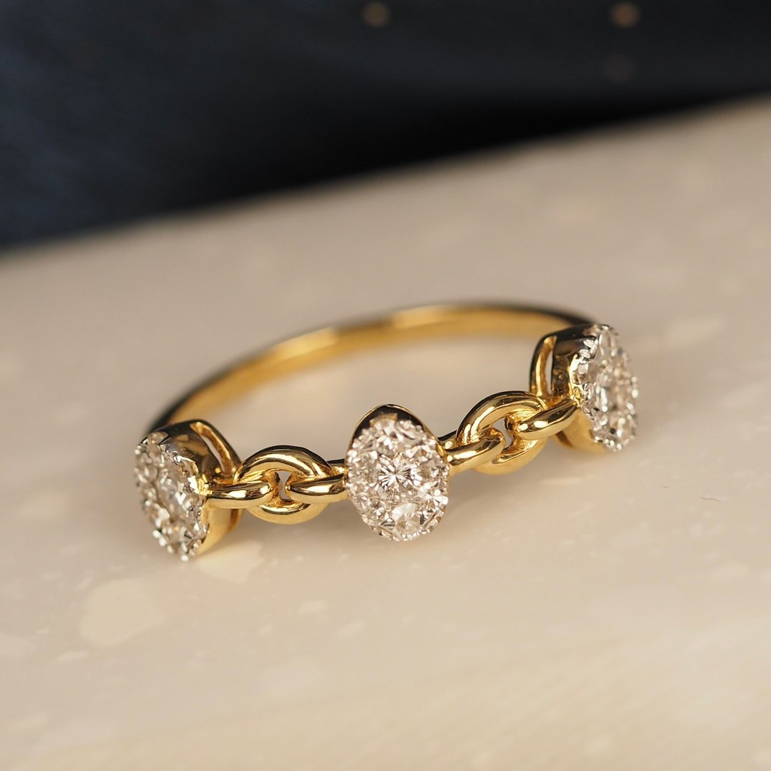 18K金钻石三结戒指  18K Gold Diamond Trio Knot Ring - 戒指 - 贵金属 