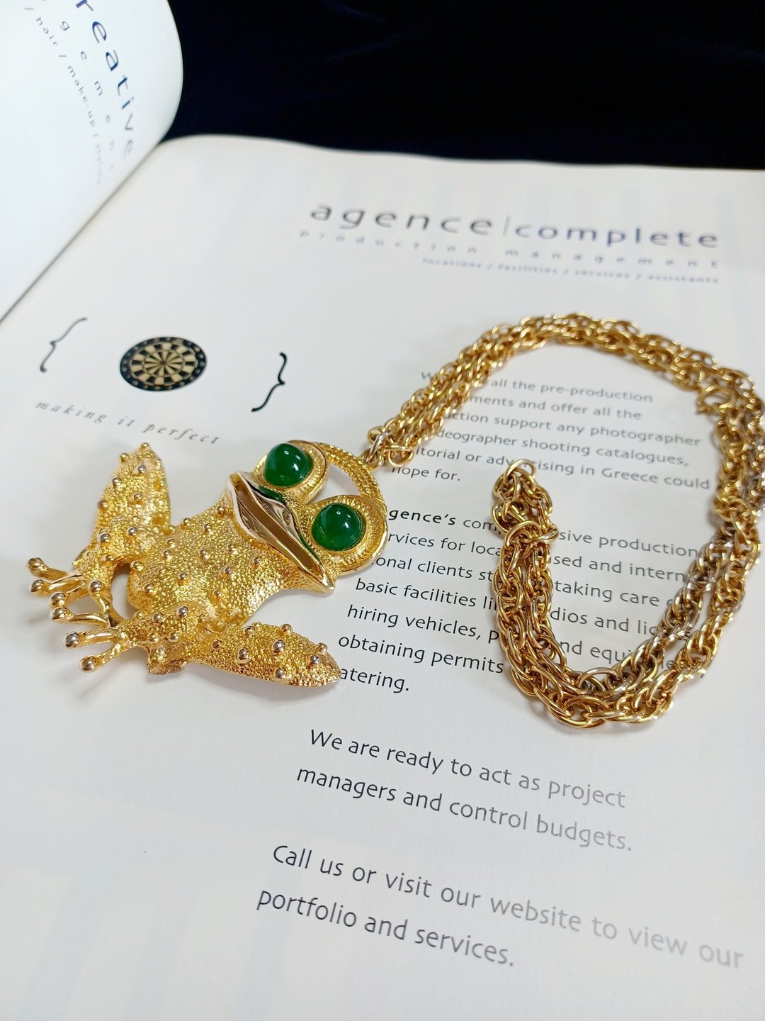 vintage jewelry 古董个性金色青蛙吊坠 项链 - 项链 - 其他金属 
