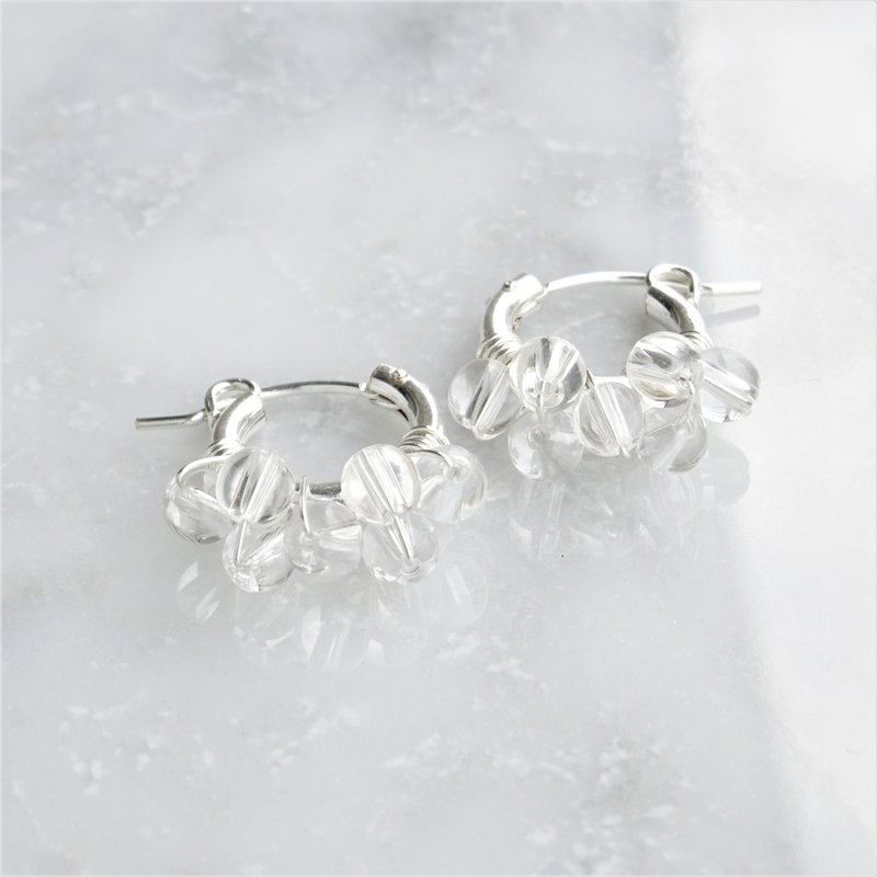 SV925SF*Crystal Quartz bubble wrapped pierced earring / earring S - 耳环/耳夹 - 宝石 透明