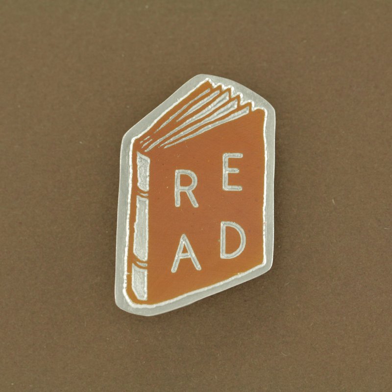 READ Letterpress Brooch for book lovers - 胸针 - 其他金属 银色