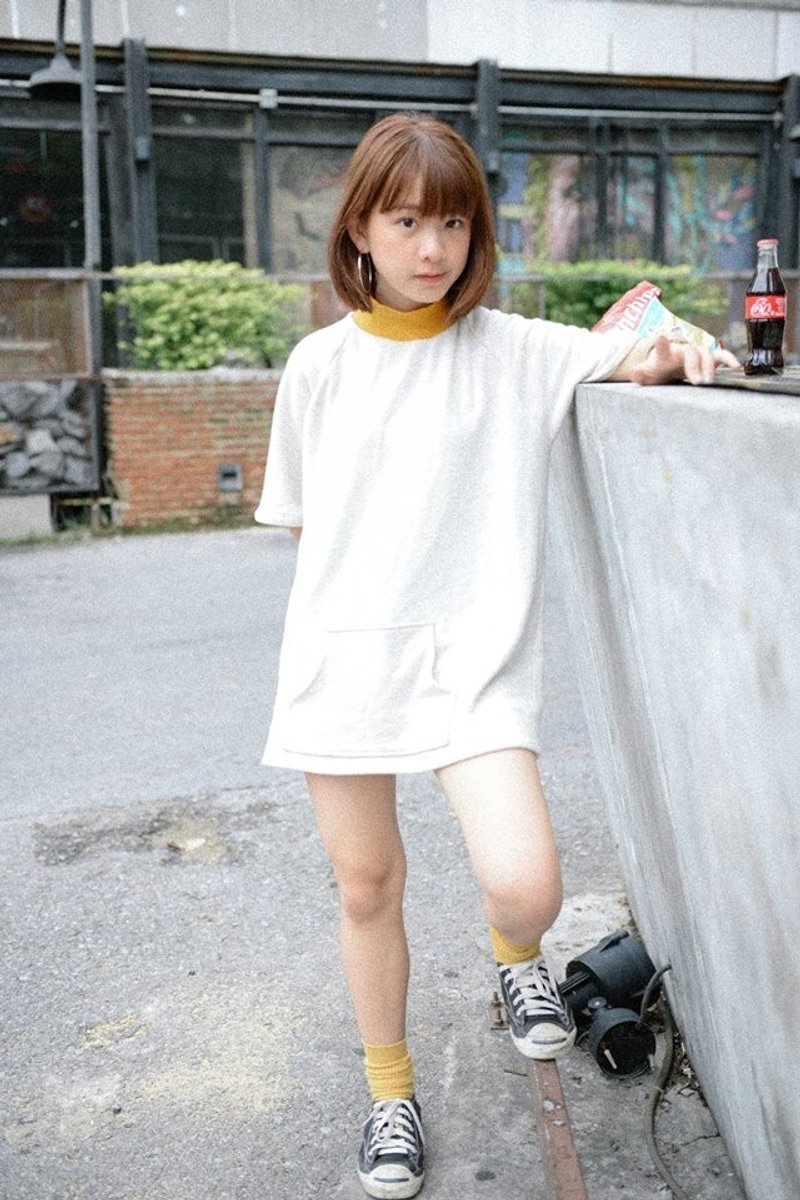 Off White pocket high (unisex) - 女装上衣 - 棉．麻 橘色