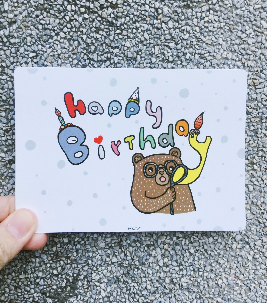 手写插画明信片 - Happy Birthday  生日快乐 - 卡片/明信片 - 纸 透明