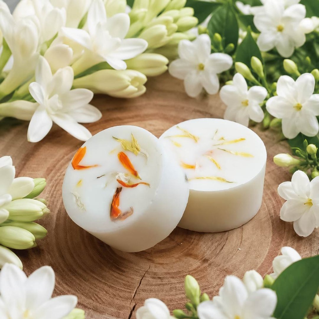 金萱晚香手工香氛蜡块 4 入组 | 晚香玉 茉莉花香 | 融蜡灯专用 - 蜡烛/烛台 - 蜡 橘色