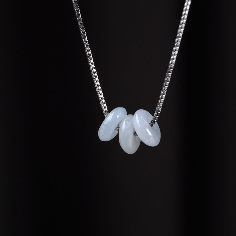 冰种翡翠小平安扣项链 | 天然缅甸翡翠A货 | 送礼 - 项链 - 玉石 白色