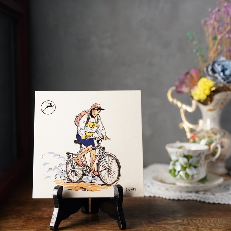 1960荷兰登山客自行车主题瓷砖挂饰 - 海报/装饰画/版画 - 陶 多色