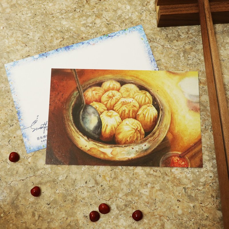 生煎包－美食明信片/食物明信片/美食卡片/食物卡片 - 卡片/明信片 - 纸 黄色