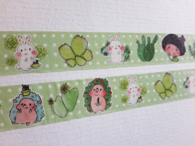 多肉的观察纸胶带 - 纸胶带 - 纸 绿色