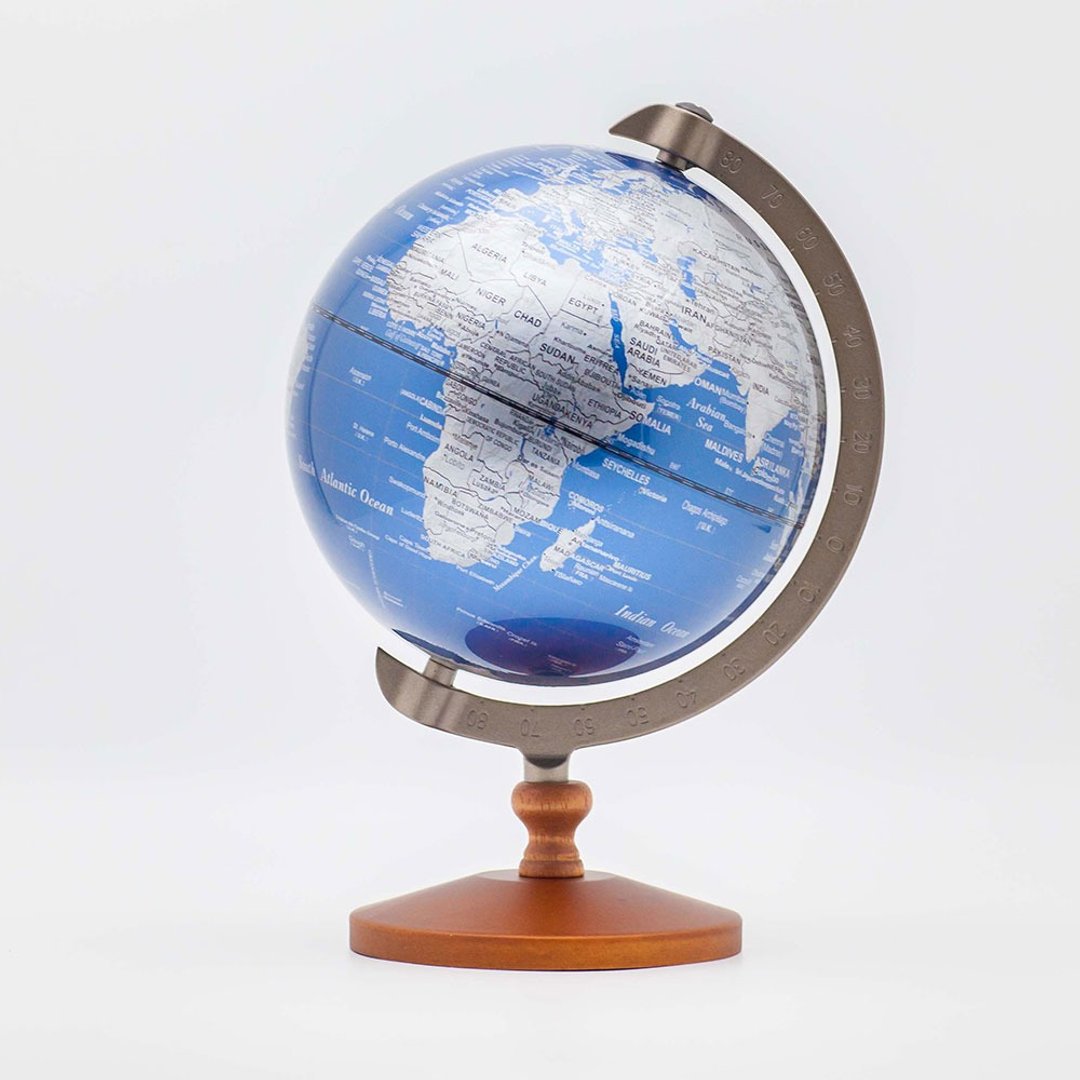 独家 - SkyGlobe 6寸古铜刻度木质底座地球仪(英文版) / 共3色 - 摆饰 - 木头 蓝色