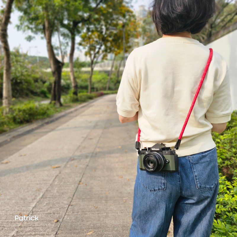 相机带 春天 红白 10mm 登山绳 复古手工 菲林 电话绳 礼物 摄影 - 相机背带/脚架 - 真皮 红色