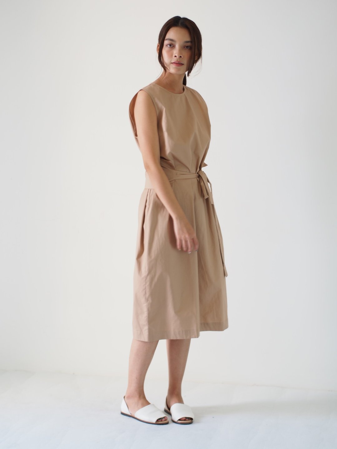 ManiBleu - Obi Maxi Dress - Brown - 洋装/连衣裙 - 棉 咖啡色