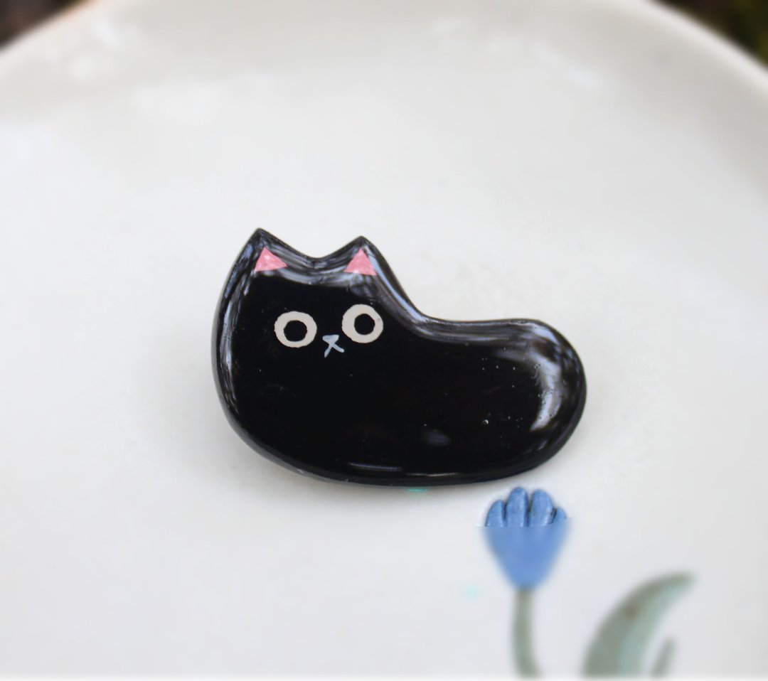 黑猫 发夹 / 鸭嘴夹 / 发饰 / 猫咪  手作 - 发饰 - 粘土 黑色