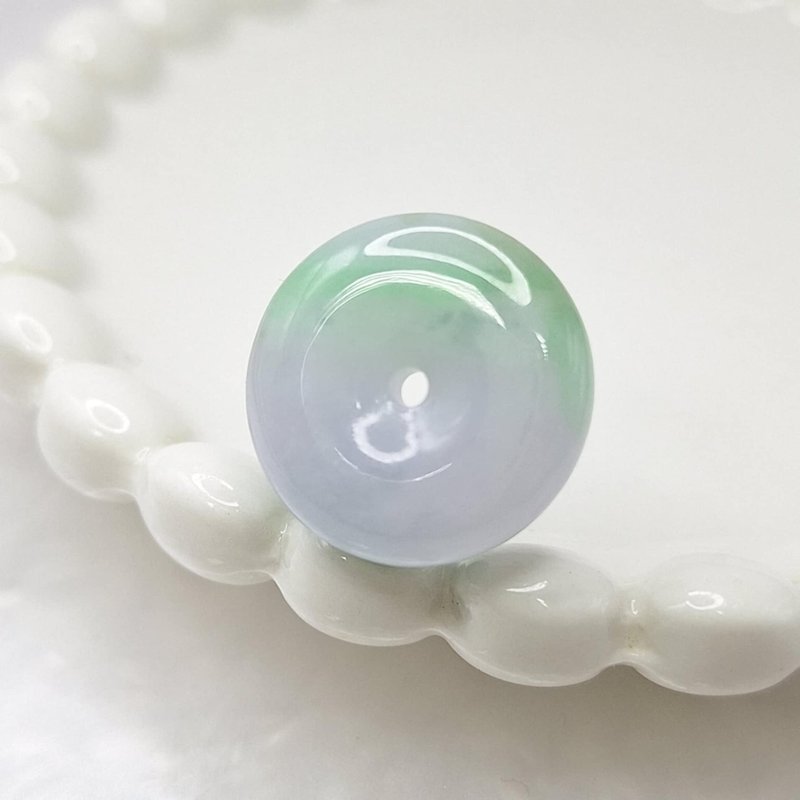 冰感春彩金丝绿平安扣吊坠 |天然缅甸玉A货翡翠 - 项链 - 玉石 