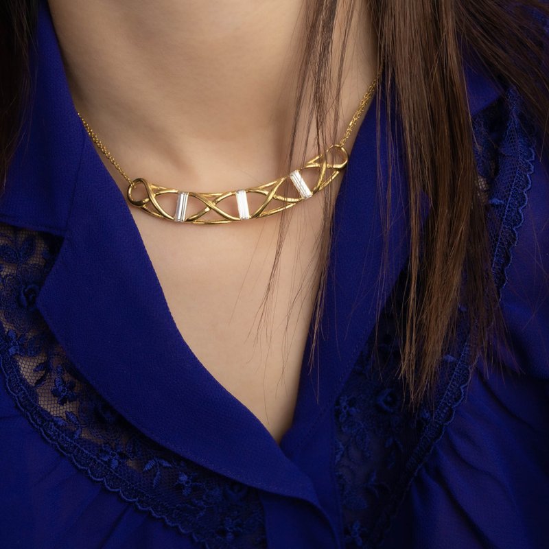 美国Monet品牌古董 Art Deco装饰风格 网坠镶莱茵石短项链 锁骨链 - 锁骨链 - 其他金属 金色