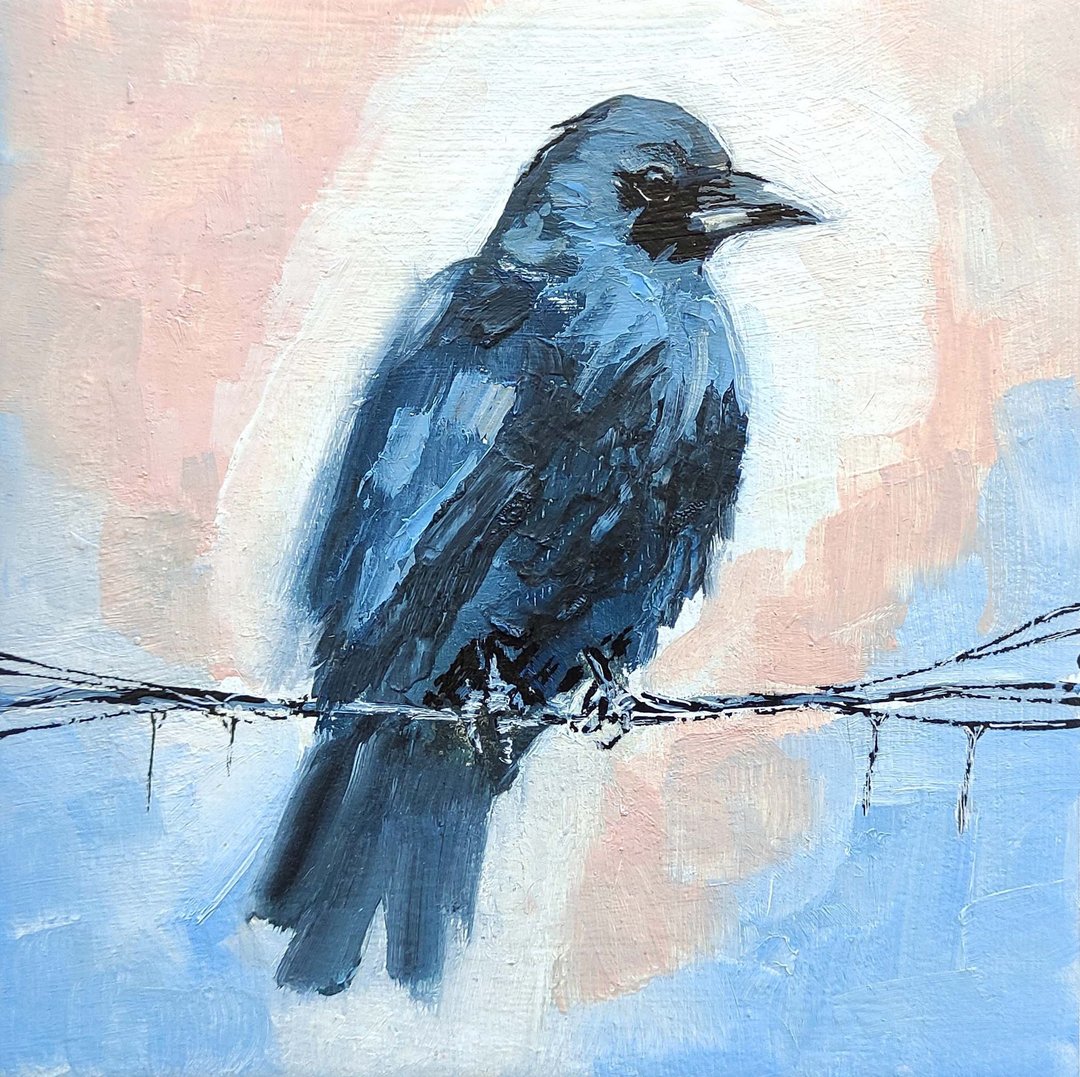 乌鸦画乌鸦原创墙艺术雀艺术品迷你油画，油画，油画原作 - 海报/装饰画/版画 - 其他材质 多色
