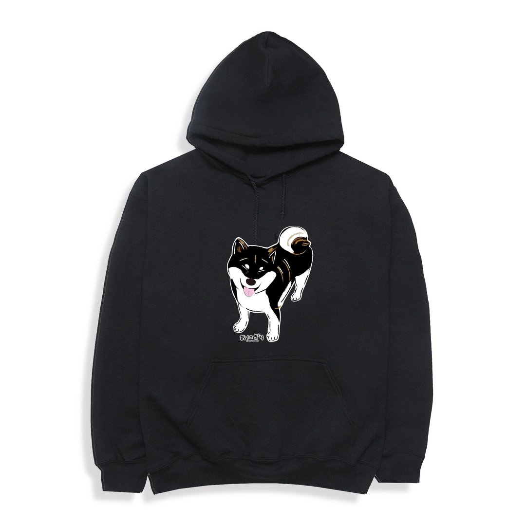 Shiba Inu Hoodie 小饭团 笑笑黑柴 内磨毛暖暖帽T - 中性连帽卫衣/T 恤 - 棉．麻 黑色