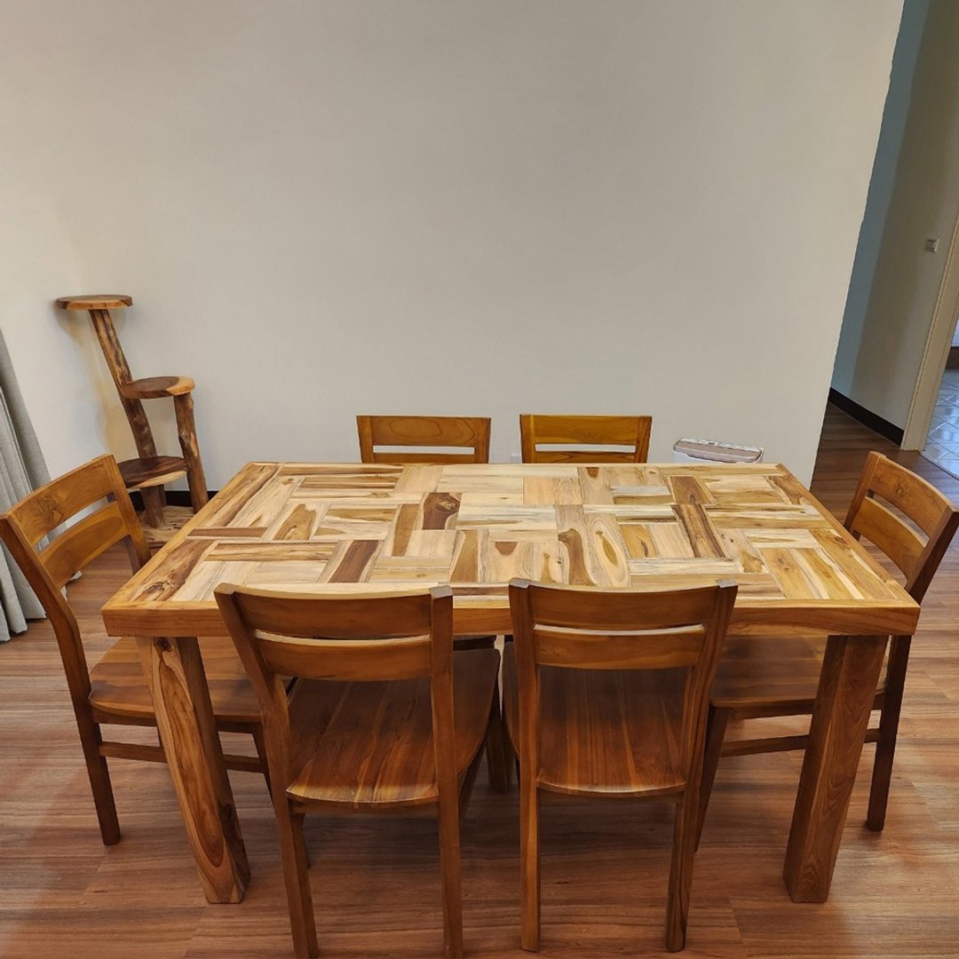 【吉迪市100%全柚木家具】HYSS133B 柚木拼接餐桌 木桌 桌子 餐厅 - 餐桌/书桌 - 木头 咖啡色