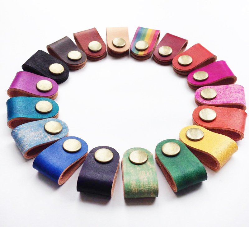 纯色集线器 小号四合扣 耳机线卷线器收线器 零碎线段收整 - 卷线器/电线收纳 - 真皮 多色