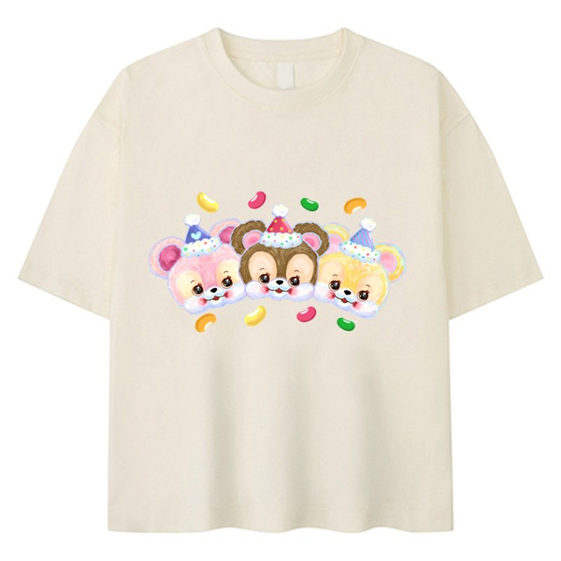 香草手绘 原创插画 - 糖果小熊 女装 短 TEE - 女装 T 恤 - 棉．麻 多色