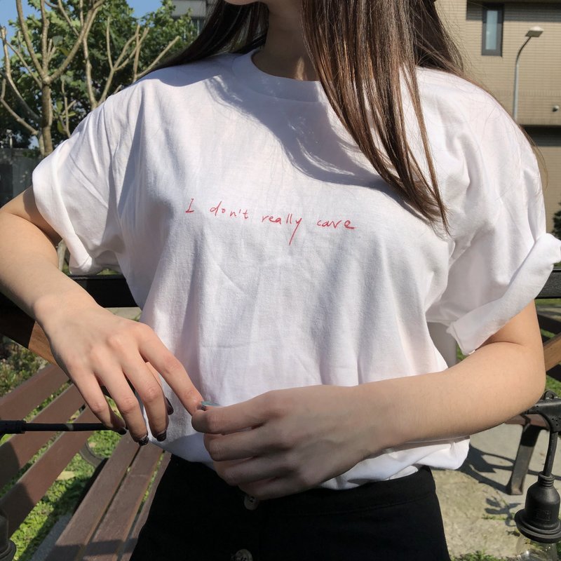 I don't really care/t-shirt 上衣 - 女装 T 恤 - 棉．麻 白色