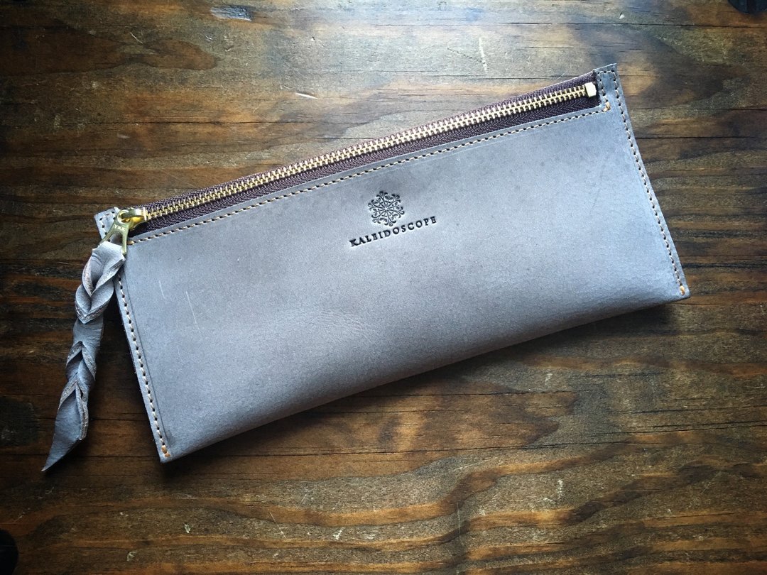 JAPAN leather card 6 storage long wallet smart stone gray - 皮夹/钱包 - 真皮 灰色