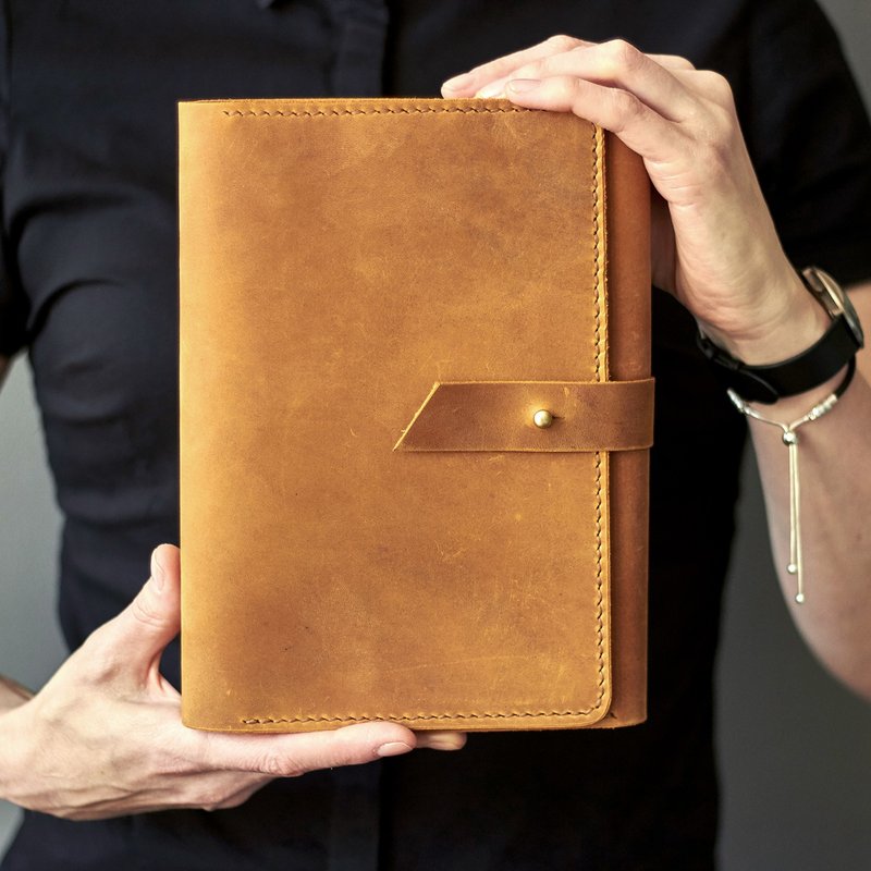 A5 皮革活页夹日记本，6 环活页夹 a5 - 笔记本/手帐 - 真皮 橘色