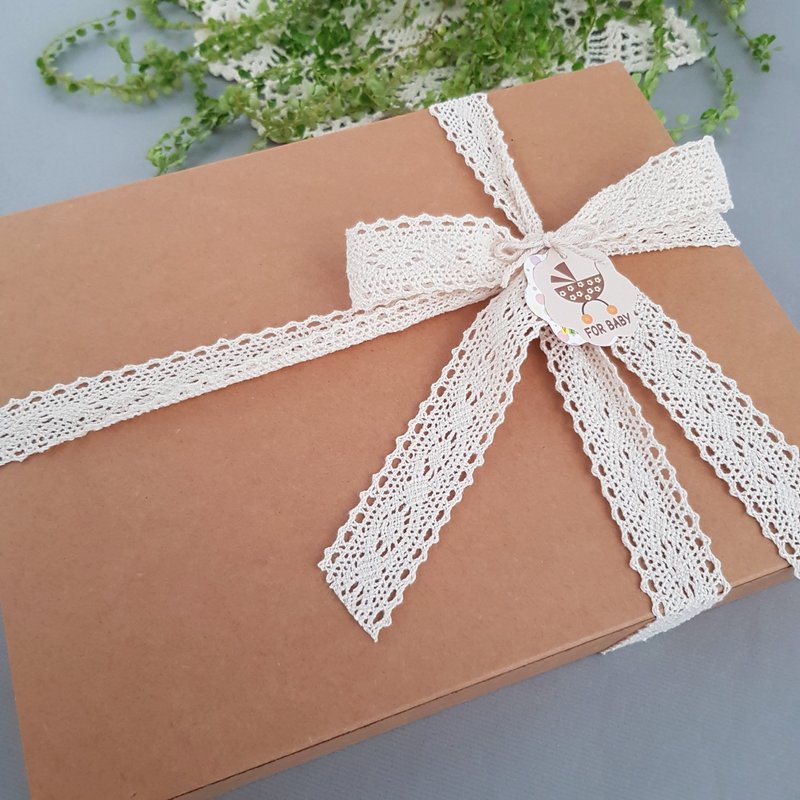 加购牛皮纸礼盒花边包装+牛皮纸提袋 - 满月礼盒 - 纸 卡其色