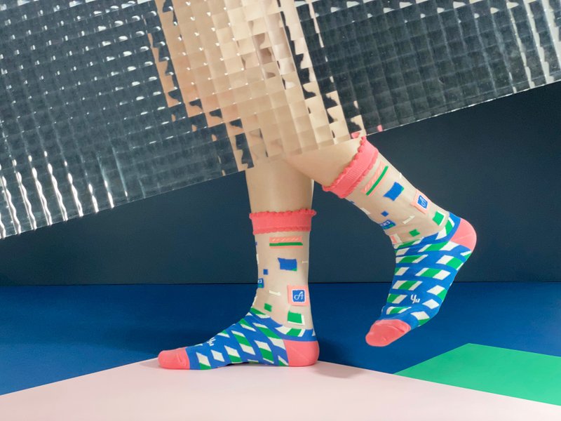 纸片 透肤中筒袜 - 袜子 -  珊瑚 - 袜子 - 其他人造纤维 粉红色