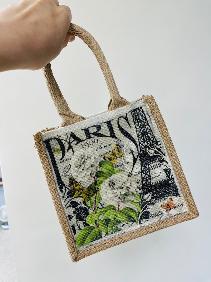 DIY 体验 桃园 麻布袋 巧小 蝶古巴特 纸艺拼贴 - 插画/绘画/写字 - 亚麻 