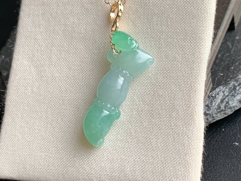 天然缅甸玉翡翠项链 文昌笔 大笔进财 14kgf注金项链 - 项链 - 玉石 绿色