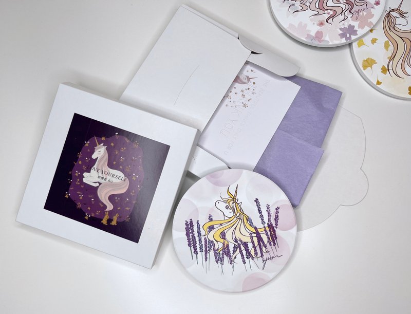 圣诞礼物 夏之薰衣草独角兽 莺歌陶瓷杯垫 / 吸水杯垫 - 杯垫 - 陶 