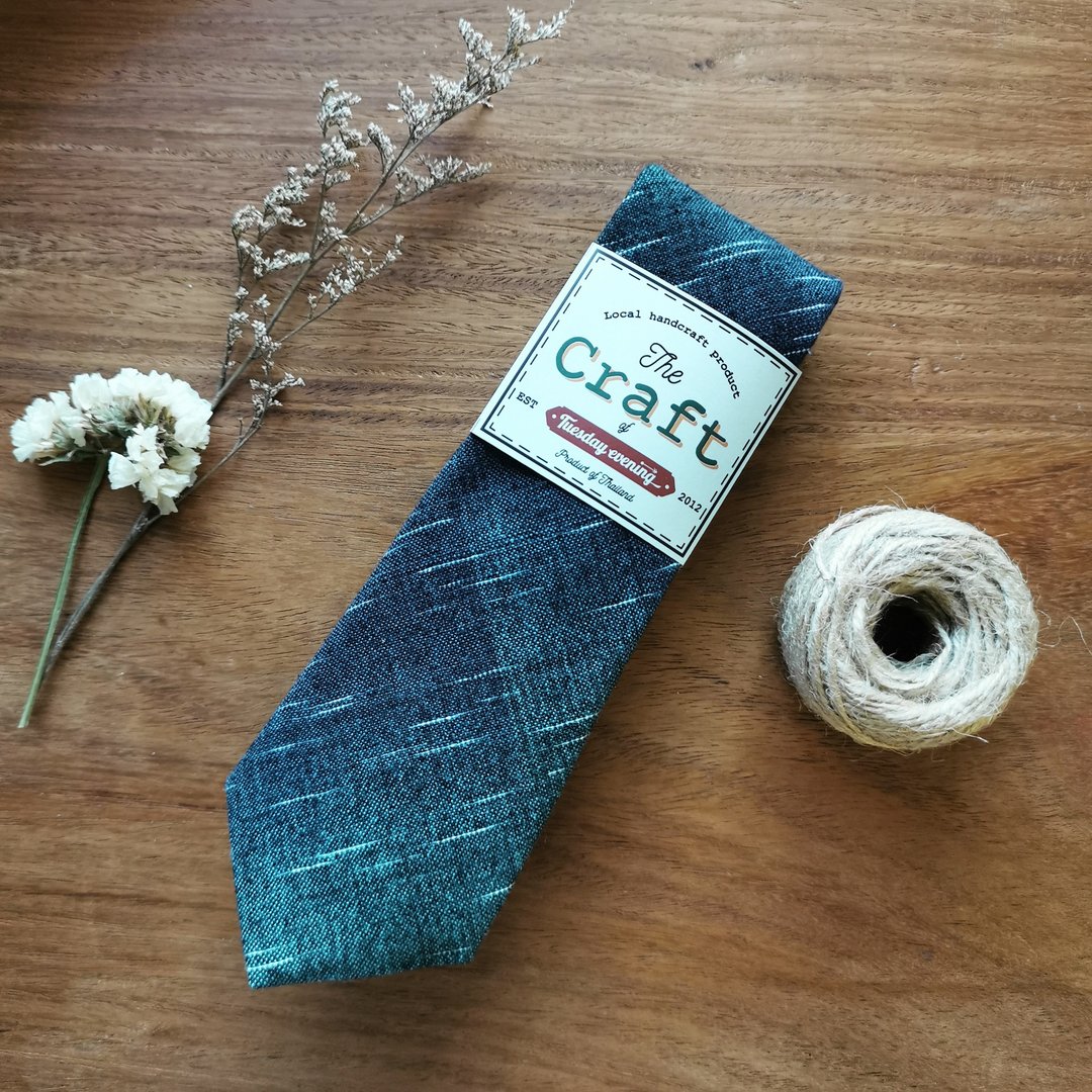 The Craft Blue Ombre with Meteor Shower Necktie - 领带/领带夹 - 棉 蓝色