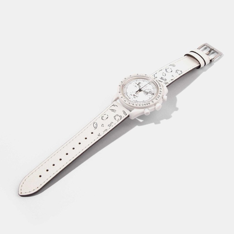 OMEGA x Swatch Mission to Moonwatch 小牛皮錶帶 - 表带 - 真皮 白色