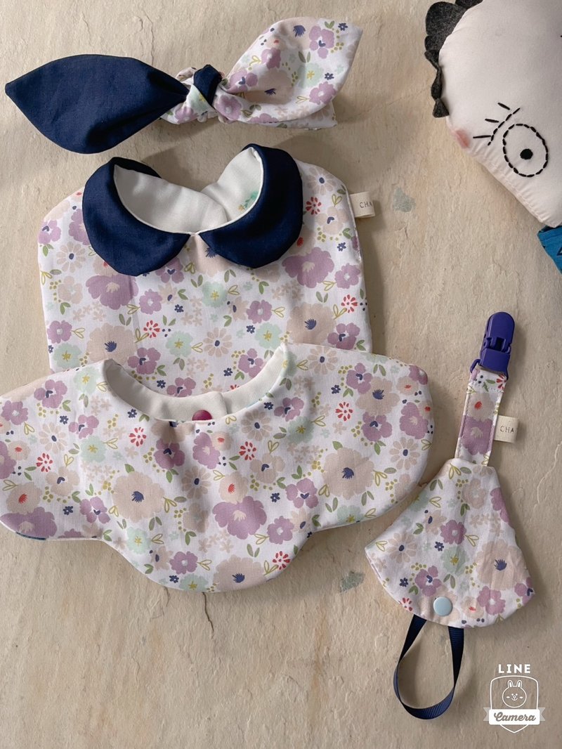 紫裸花香弥月礼盒。手工制4件组 - 满月礼盒 - 棉．麻 多色