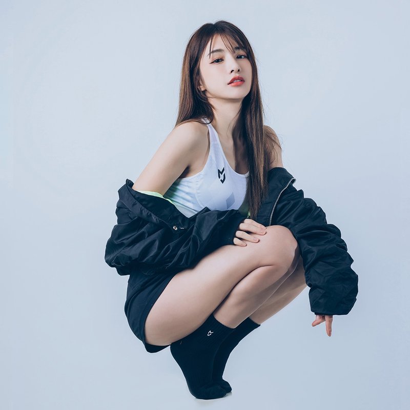 MJ中筒抗菌运动袜 黑 - 袜子 - 棉 