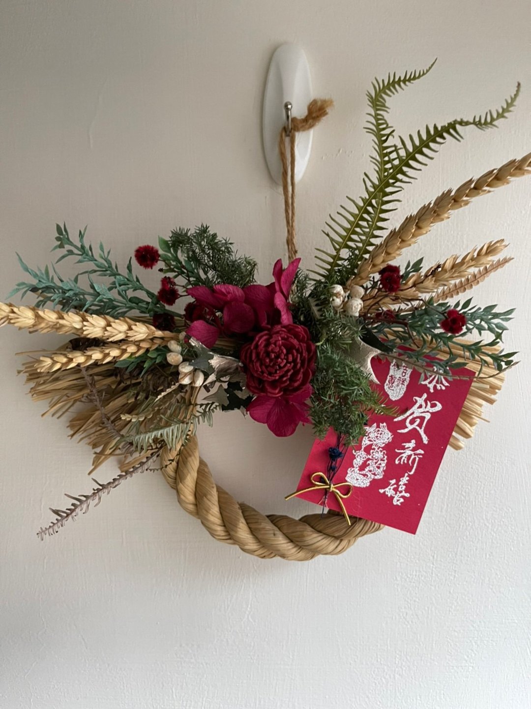 【一人成团。新春注连绳祈福花圈】手作/花艺/壁饰/注连绳/干燥花 - 植栽 - 植物．花 