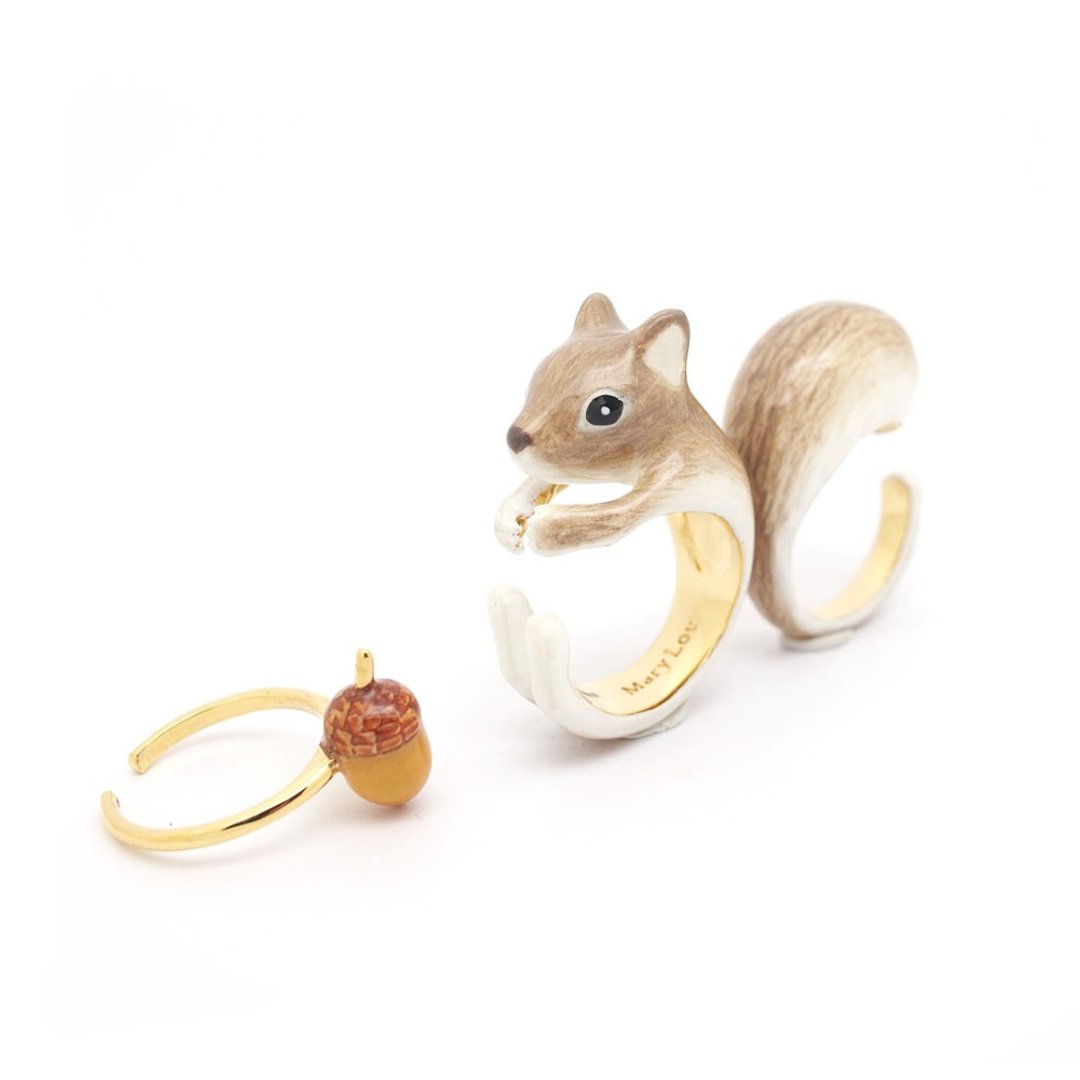 3-Piece Squirrel Rings. - 戒指 - 其他金属 灰色