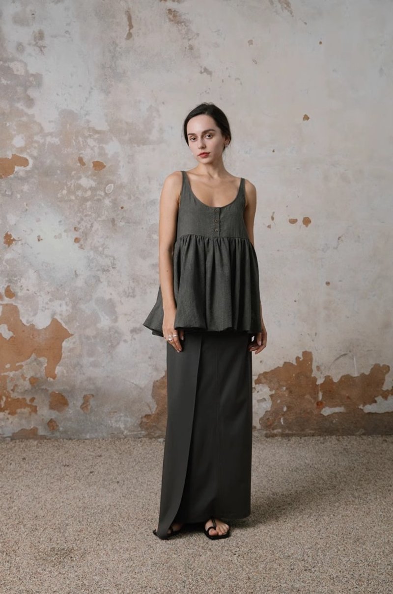 凝视自我 度假风蓬蓬背心上衣 - 女装背心 - 其他材质 