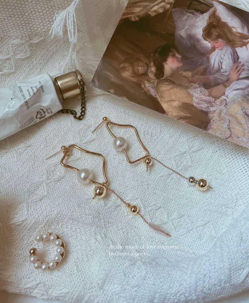 串珠/不规则星球耳环 - 耳环/耳夹 - 其他金属 