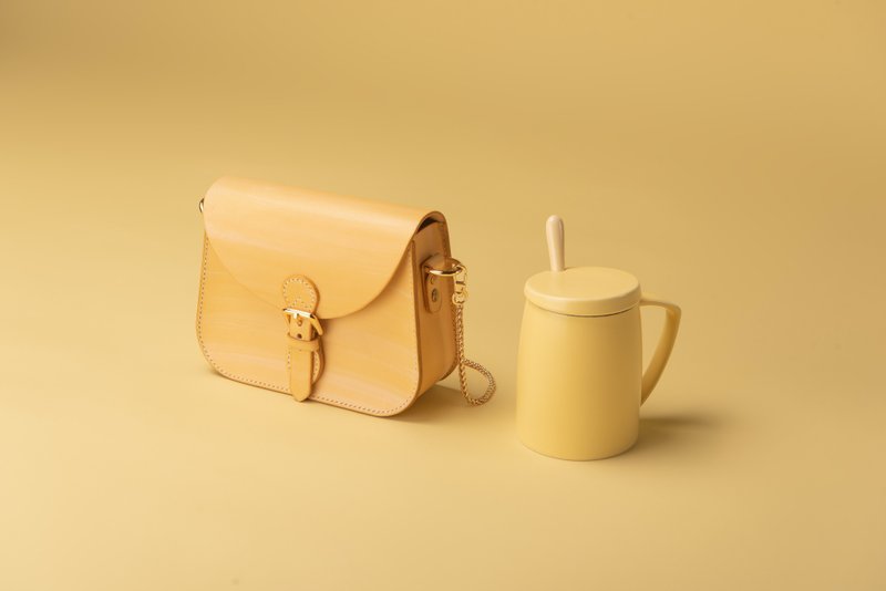 【出清品】【圣诞礼物】【情侣优选】【创意伴手礼】马鞍包 - 侧背包/斜挎包 - 真皮 黄色