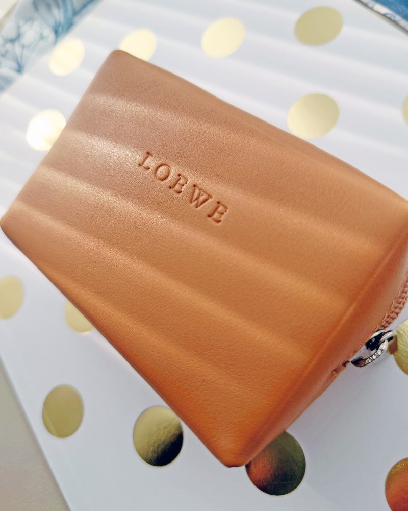 全新带盒 Loewe 小方块小收纳包 钱包零钱夹 零钱包散银包 散纸包 - 皮夹/钱包 - 真皮 橘色