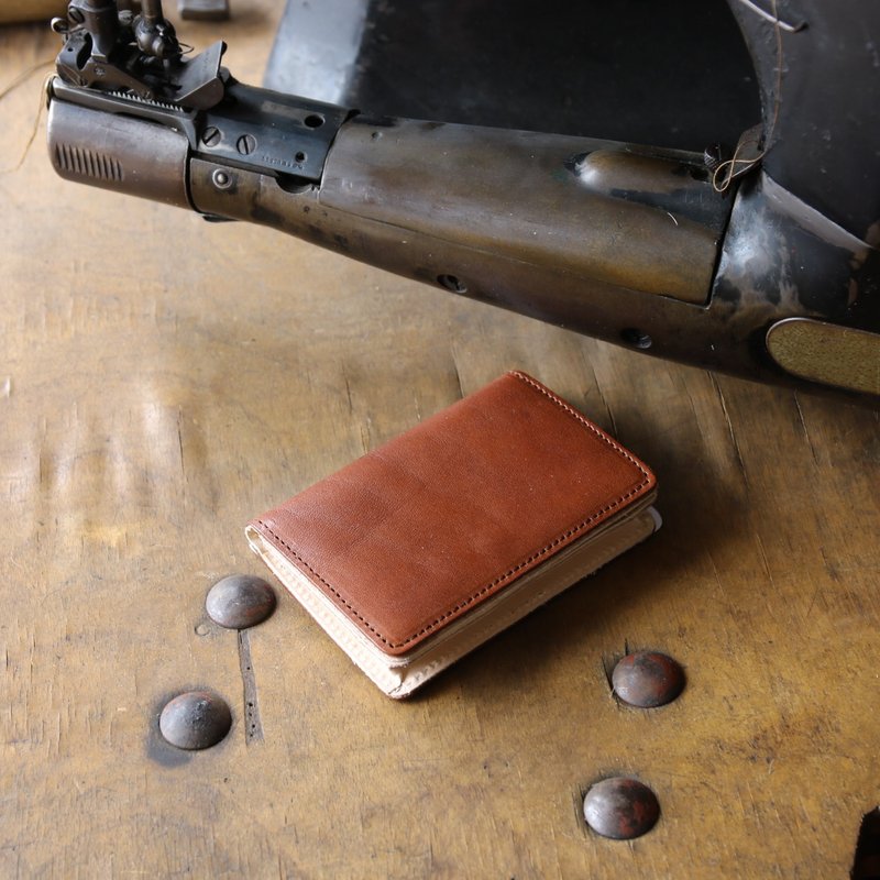 Japan Manufacturing Tochigi Leather Producer Cowhide name Cantilever name piece Cabbage made in JAPAN handmade leather card case - 其他 - 真皮 咖啡色