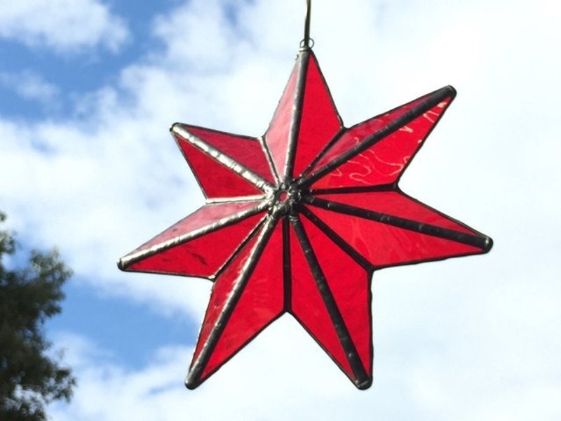 Stained glass ornament Étoile7 - 墙贴/壁贴 - 玻璃 红色