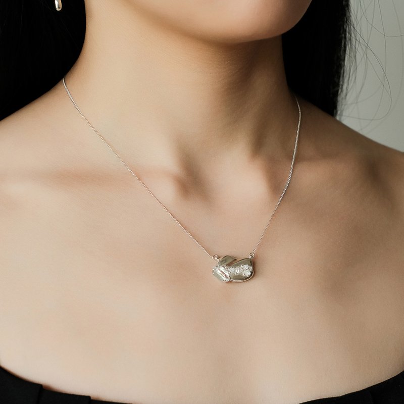 Space Ice - Magenta Mist - 大冰晶项链-纯银 - 项链 - 纯银 银色