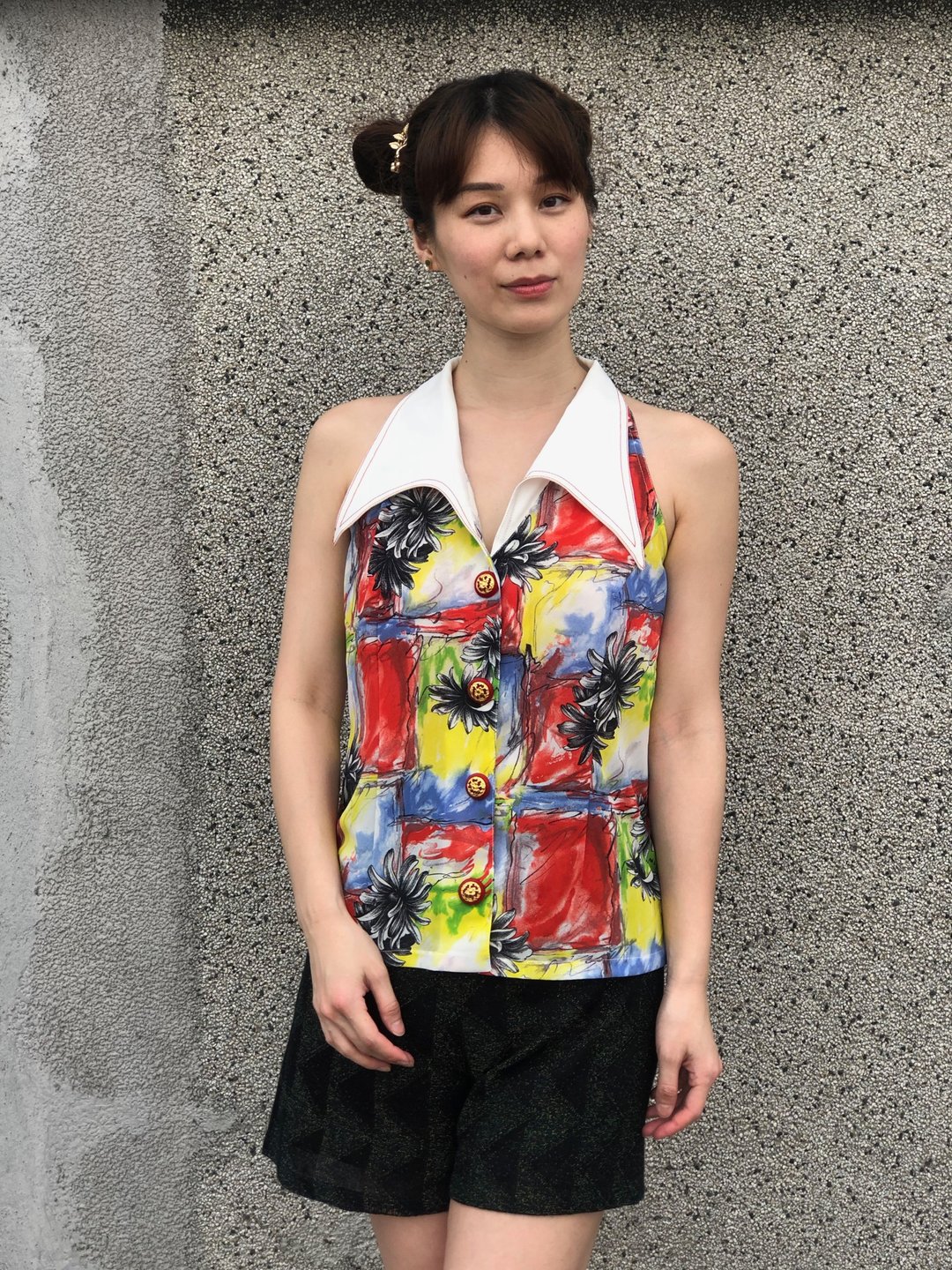 彩色涂鸦雪纺背心 - 女装背心 - 其他材质 