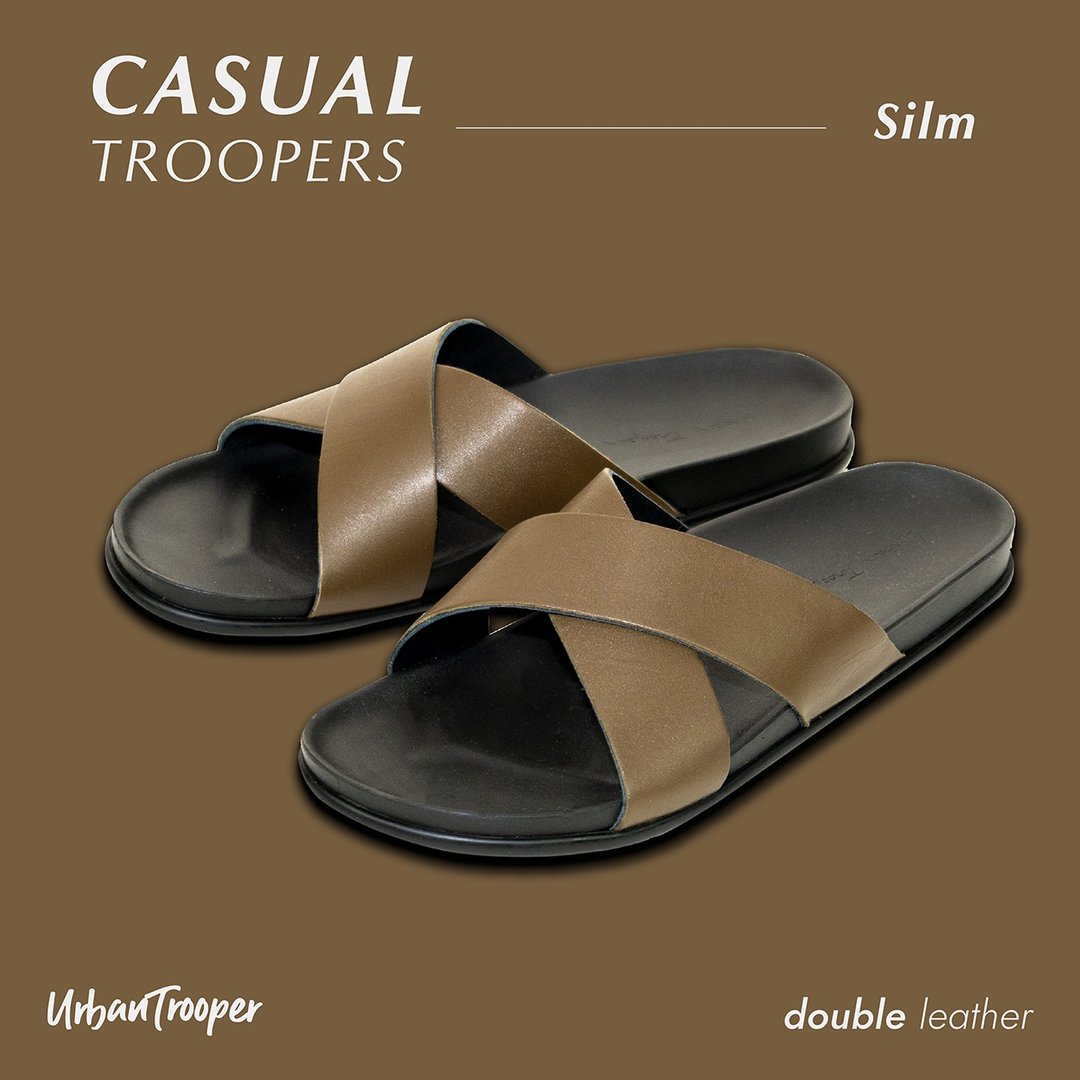 Urban Trooper, Casual Troopers Leather, Moderate Green - 拖鞋 - 真皮 卡其色