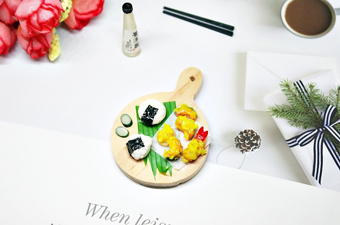 =>黏土系列-日式早餐套餐 -可制作成钥匙圈 /磁铁 /纯装饰品 - 钥匙链/钥匙包 - 粘土 橘色