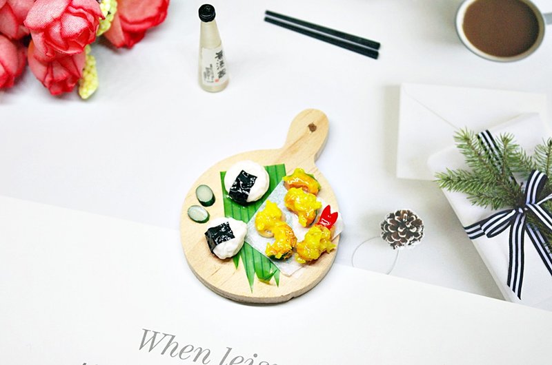 =>黏土系列-日式早餐套餐 -可制作成钥匙圈 /磁铁 /纯装饰品 - 钥匙链/钥匙包 - 粘土 橘色
