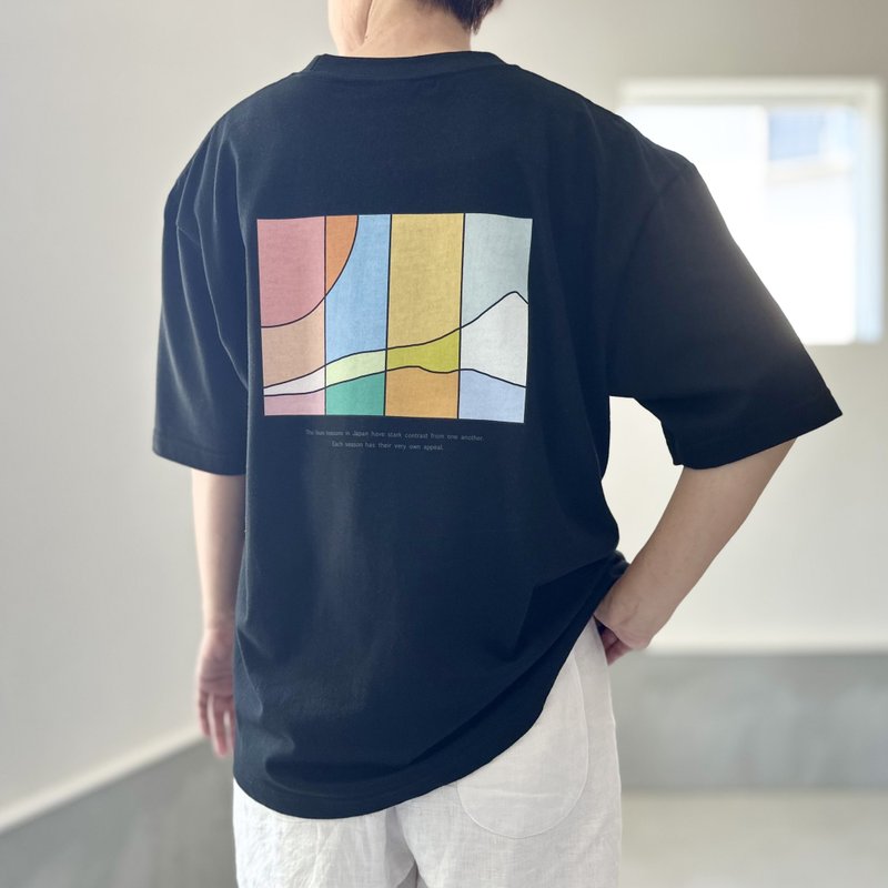 2025新款【男女皆宜】four seasons 后印花宽松版型T恤 5色可选【黑色】 - 女装 T 恤 - 棉 黑色